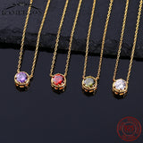 Birthstone Droplets Necklace 925 Sterling Silver Forever Circle Small