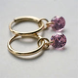 14K Filled Hoop Earrings Birthstone Oorbellen