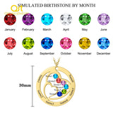 Personalized Birthstone Name Necklace Engraved Pendant for Family