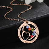 Personalized Birthstone Name Necklace Engraved Pendant for Family