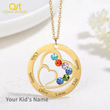 Personalized Birthstone Name Necklace Engraved Pendant for Family