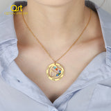 Personalized Birthstone Name Necklace Engraved Pendant for Family