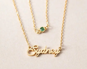 Personalized Birthstone Name Necklace, Custom Name Jewelry