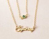 Personalized Birthstone Name Necklace, Custom Name Jewelry