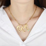 Birthstone Necklace Name necklace Feet Style Anniversary Necklace