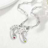 Birthstone Necklace Name necklace Feet Style Anniversary Necklace