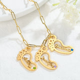 Birthstone Necklace Name necklace Feet Style Anniversary Necklace
