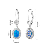 Opal Drop Earrings 925 Silver CZ Leverback Party Jewelry