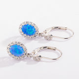 Opal Drop Earrings 925 Silver CZ Leverback Party Jewelry