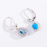 Opal Drop Earrings 925 Silver CZ Leverback Party Jewelry