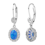 Opal Drop Earrings 925 Silver CZ Leverback Party Jewelry