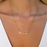 Birthstone Signature Name Necklace Handwriting Name Pendant