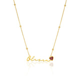 Birthstone Signature Name Necklace Handwriting Name Pendant