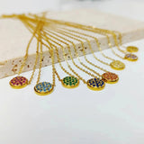 Zirconia Birthstone Necklace Stainless Steel Pendant Jewelry