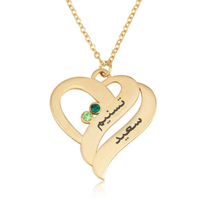 Personalized Couple Name Birthstones Necklace