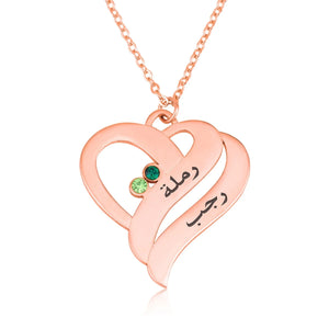Personalized Couple Name Birthstones Necklace
