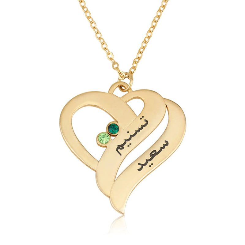 Personalized Couple Name Birthstones Necklace