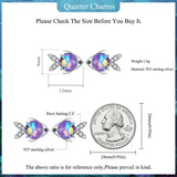 925 Silver CZ Little Fish Stud Earrings Platinum Plated
