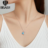 925 Silver Heart Paw Pendant Necklace Platinum Jewelry