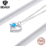 925 Silver Heart Paw Pendant Necklace Platinum Jewelry