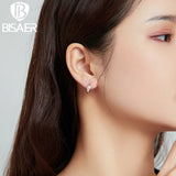 Bisaer 925 Silver Circle Hoop Earrings Wedding Jewelry EFE512
