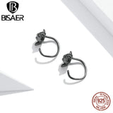 Bisaer 925 Sterling Silver Cat Stud Earring 3D Cat Earrings For Women Girl Kids
