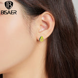 Bisaer Sterling Silver Zircon Stud Earrings for Women