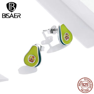 Bisaer Sterling Silver Zircon Stud Earrings for Women