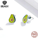 Bisaer Sterling Silver Zircon Stud Earrings for Women