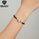Bisaer 925 Silver Cross Charm Heart Bracelet