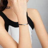 Bisaer 925 Silver Cross Charm Heart Bracelet