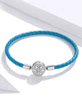 925 Silver Leather Rope Women Chain Bracelet ECB196
