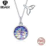 925 Sterling Translucent Opal Fishtail Scale Necklace for Women