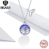 925 Sterling Translucent Opal Fishtail Scale Necklace for Women