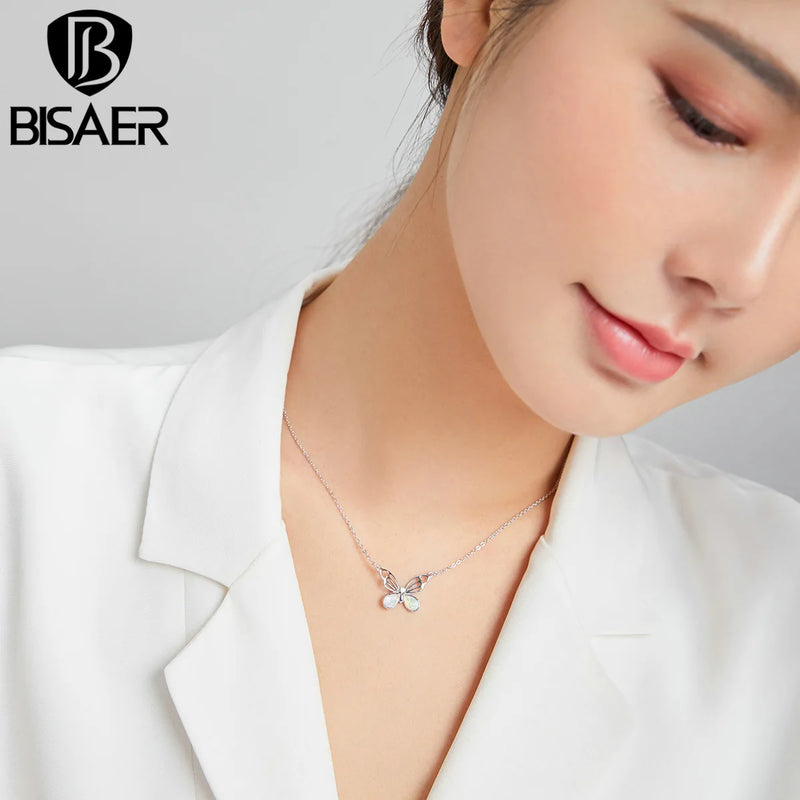 925 Silver Butterfly Pendant Necklace for Women EFN216