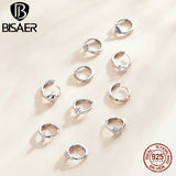 Bisaer 925 Silver Iceland's Love Stud Earrings Wedding Engagement Earrings