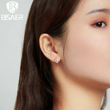 Bisaer 925 Silver Iceland's Love Stud Earrings Wedding Engagement Earrings