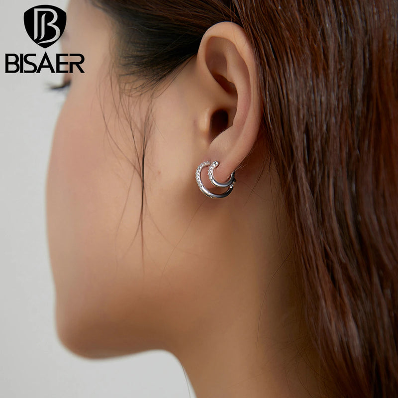Bisaer 925 Sterling Silver Butterflies Stud Earrings For Women Jewelry