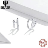 Bisaer 925 Sterling Silver Butterflies Stud Earrings For Women Jewelry