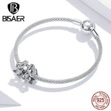 Bisaer Romantic Bow Beads 925 Sterling Silver Enamel Charm
