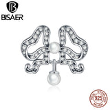 Bisaer Romantic Bow Beads 925 Sterling Silver Enamel Charm
