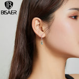 Bisaer 925 Silver Double-button Earrings Women Fine Jewelry
