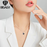 Bisaer Sterling Silver 925 Heart Pendant Necklace For Women Love Chain Necklaces