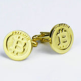 Bitcoin French Shirt Cufflinks Men's Metal Banquet Round Bit Coin Button