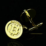 Bitcoin French Shirt Cufflinks Men's Metal Banquet Round Bit Coin Button