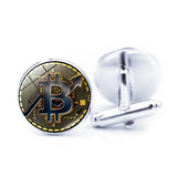 Bitcoin French Shirt Cufflinks Men's Metal Banquet Round Bit Coin Button