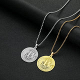 Bitcoin Pendant Plated Circle Necklace Charm Chain Stainless Steel