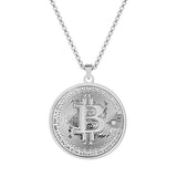 Bitcoin Pendant Plated Circle Necklace Charm Chain Stainless Steel