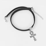 Egypt Ankh Cross Charm Choker Necklace Wiccan Pagan Gothic Jewelry