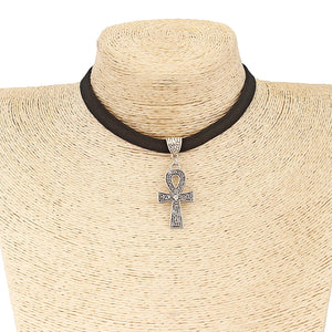 Egypt Ankh Cross Charm Choker Necklace Wiccan Pagan Gothic Jewelry